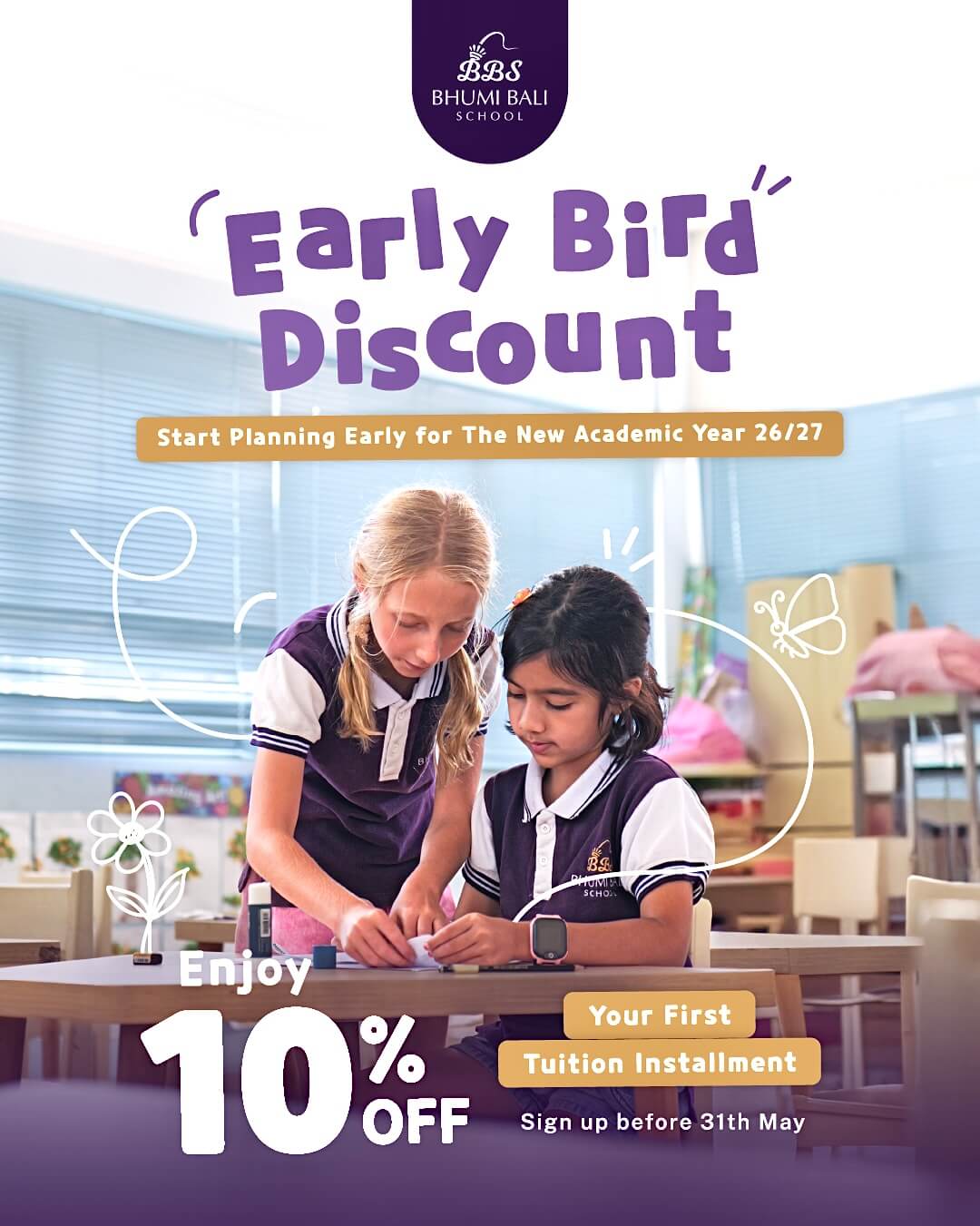 early bird discount bhumi bali school 2026